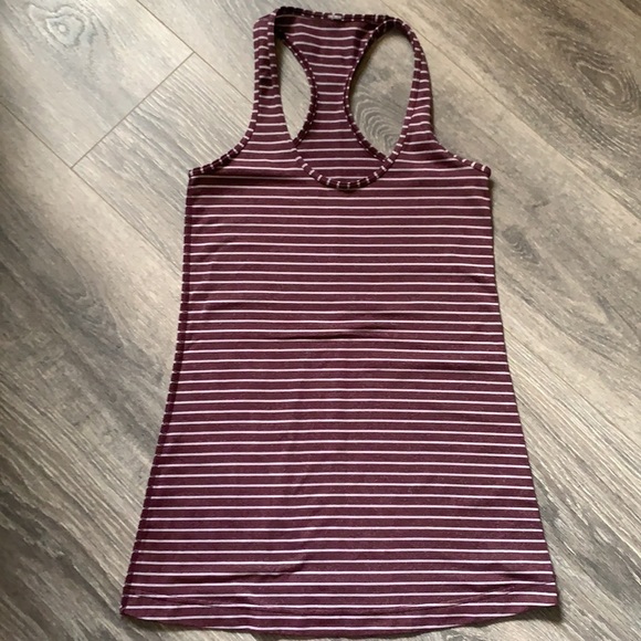 lululemon athletica Tops - Lululemon cool racerback tank top west2east stripe Heathered Bordeaux drama